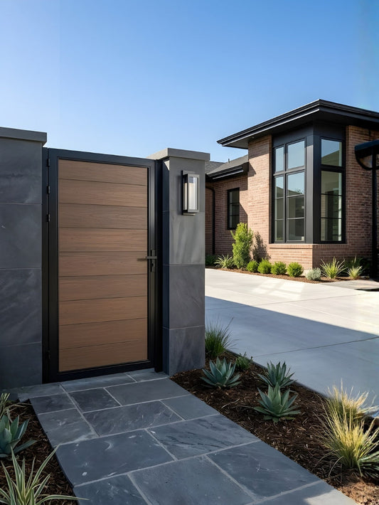 WPC Gate with Aluminium Frame for Modern Privacy Fencing