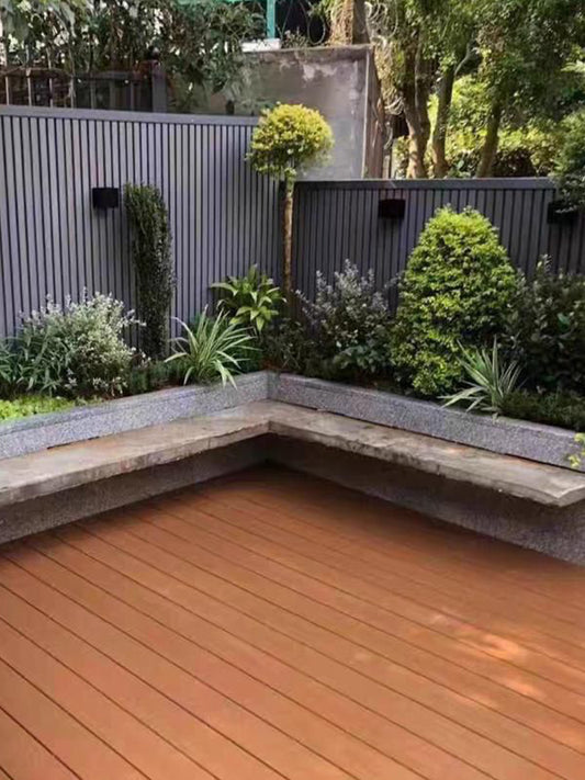 Light gray composite cladding boards on modern lobby wall