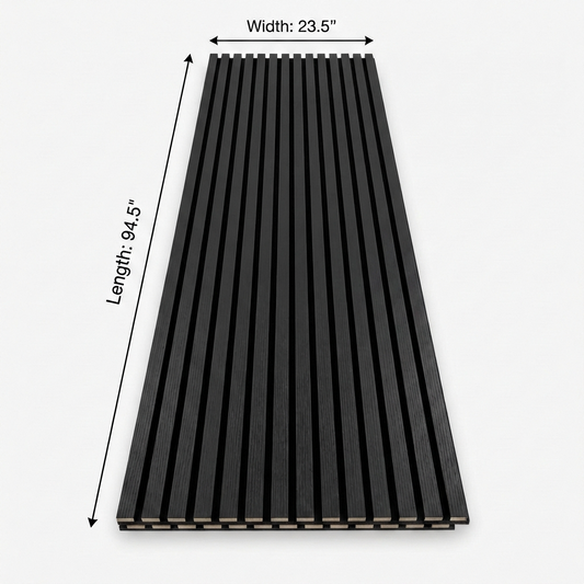 Black Acoustic Slat Wall Panel 94.5 x 23.5 Inches – Covers 15.5 Sq Ft