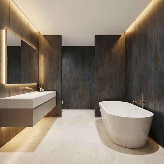 Dark Charcoal Stone Panels - Waterproof Rough Texture PVC Sheets