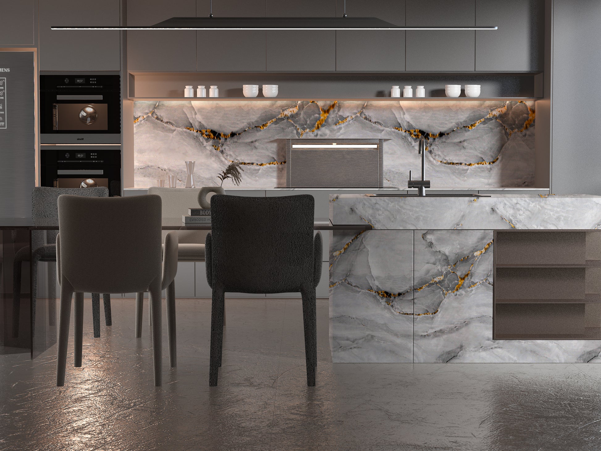 PVC 3D Marble Sheet Golden Mirage. NewGen Depot. Kitchen Design From PVC Marble Sheets
