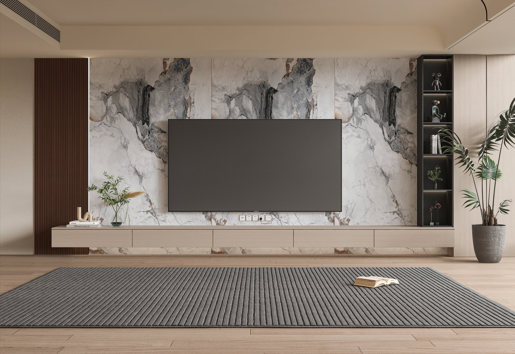 PVC 3D Marble Sheet Blue-Brown Veined. NewGen Depot. Tv Wall Design