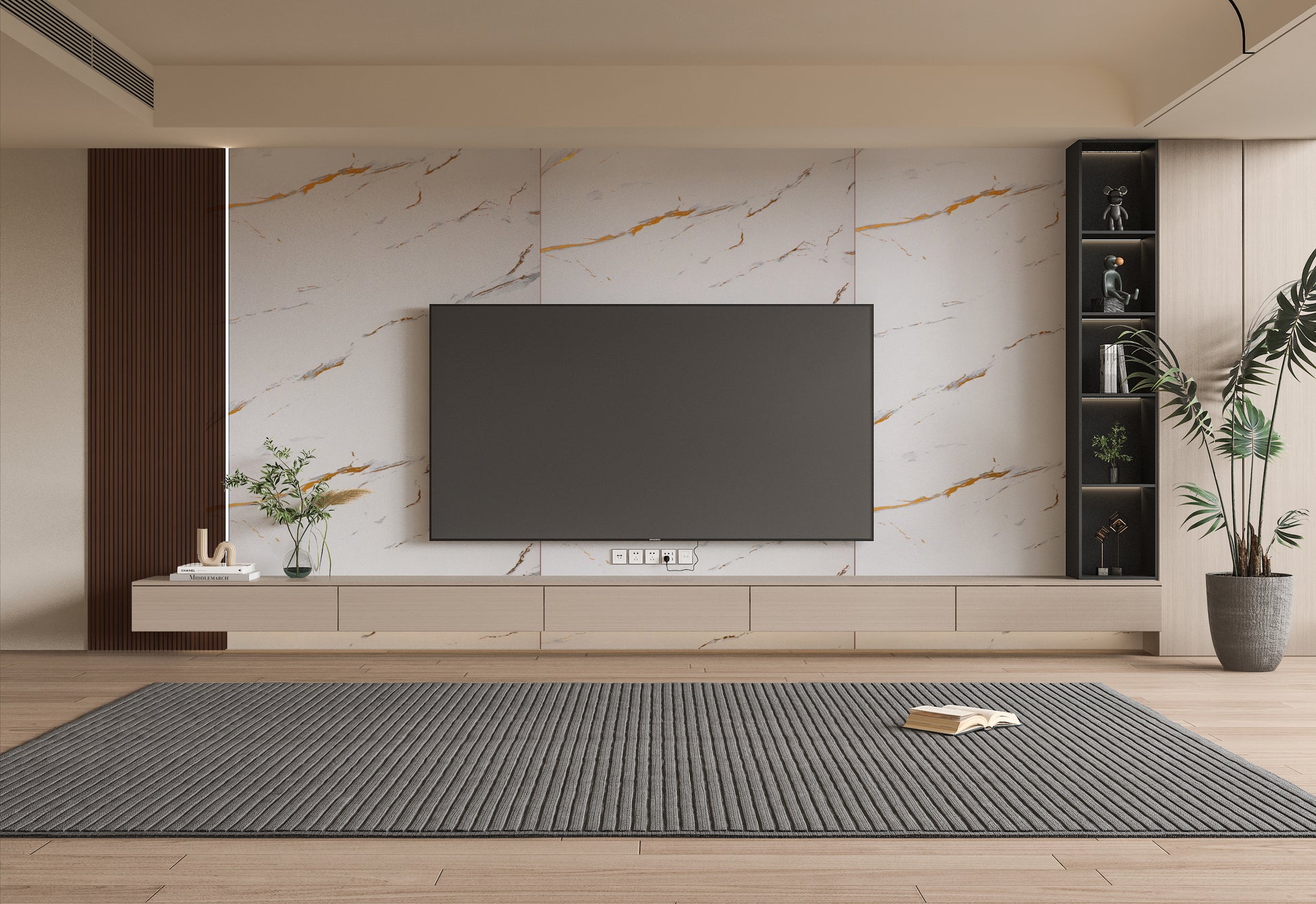 PVC 3D Marble Sheet Caramel Vein. NewGen Depot. Tv Wall Design