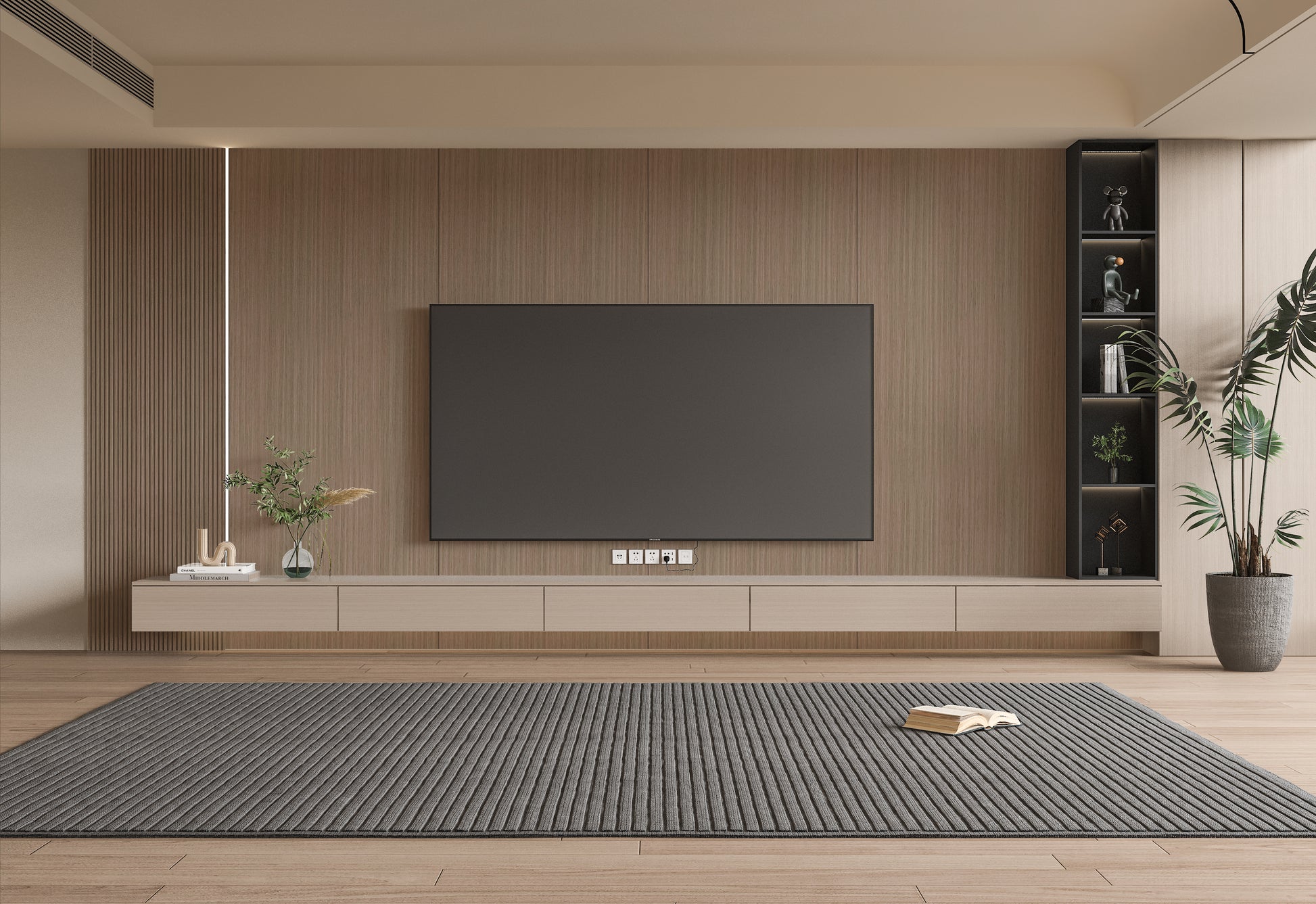 10-Pack Royal Oak WPC Fluted 3D Wall Panels TV Wall Design