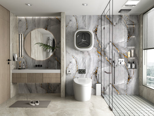 PVC 3D Marble Sheet Golden Mirage. NewGen Depot. Bathroom Design From PVC Marble Sheets