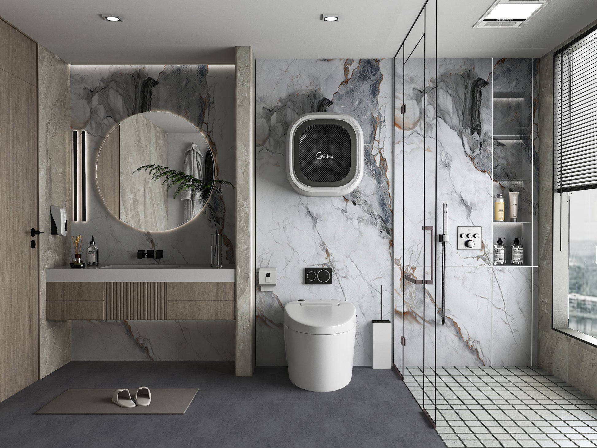 PVC 3D Marble Sheet Blue-Brown Veined. NewGen Depot. Bathroom Design From PVC Marble Sheets