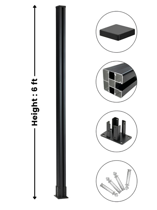 6 ft above ground aluminum fence post for composite fencing system