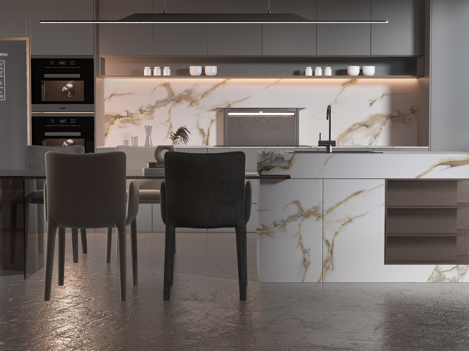 Calacatta Oro Gold Marble UV Protected PVC Wall Panel - Kitchen