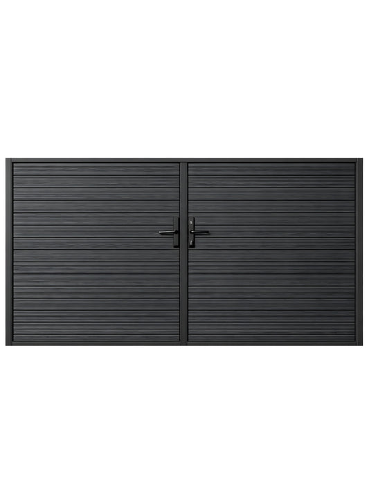 10 ft x 6 ft black aluminum full privacy double gate for driveway