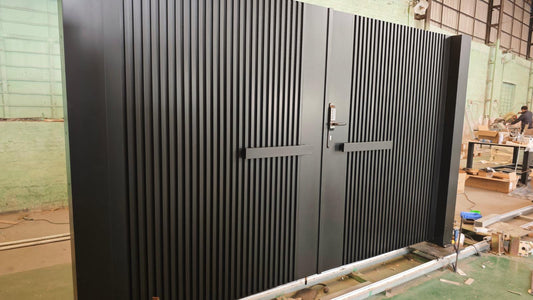 Aluminum Alloy Luxury Black Double Swing Gate with digital lock and key-Wholesale