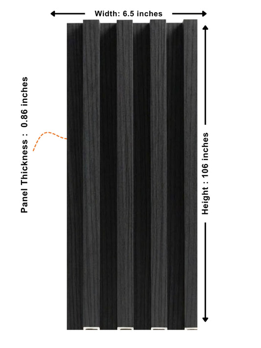Black Timber WPC Fluted 3D Wall Panels | 42.9 sq. ft./Box