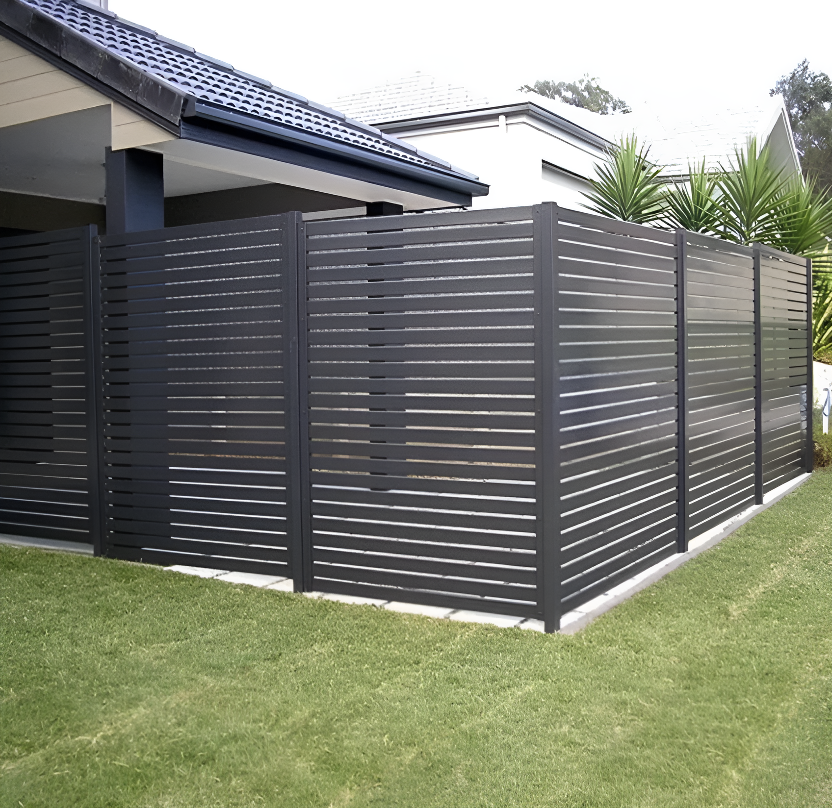 Black Aluminum Fence Semi Privacy