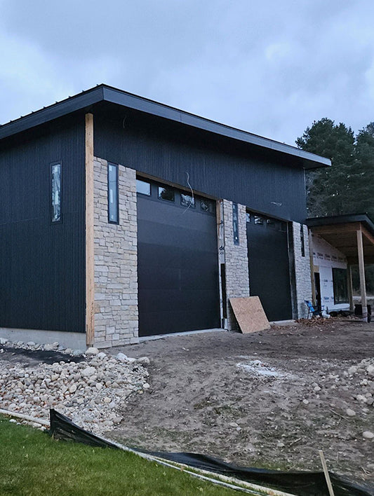 Modern home facade with composite cladding boards