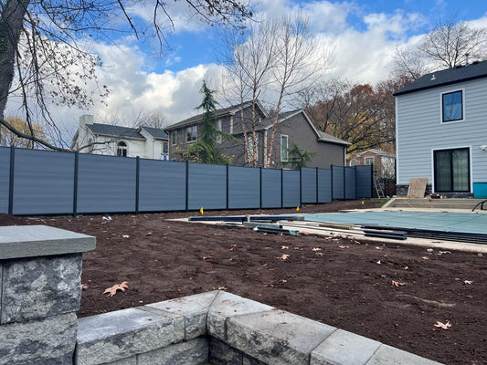 Light gray composite fence