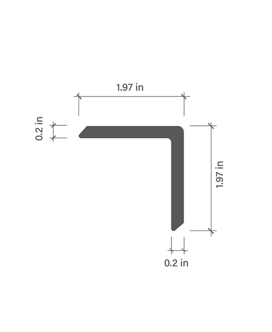 All Purpose L Trim 1.5 in. composite siding trim profile diagram showing 1.97 in. legs and 0.2 in. thickness