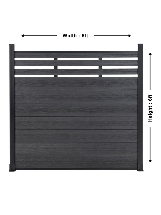 6 ft black composite fence with lattice top for privacy and airflow