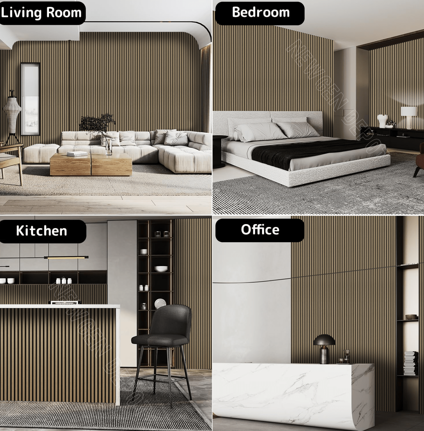 Wood Slat Acoustic Panels – Oak | 94.5” x 50.4” | 4 Pieces Covers 33 Sq. NewGen Depot