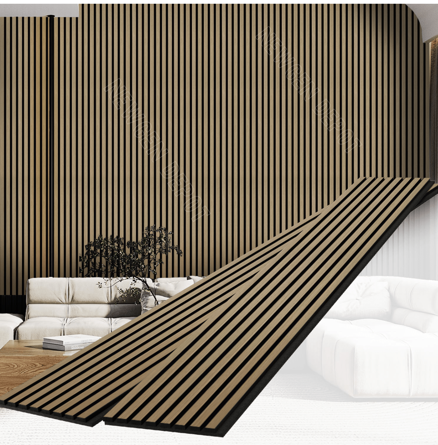 Wood Slat Acoustic Panels – Oak | 94.5” x 50.4” | 4 Pieces Covers 33 Sq. NewGen Depot