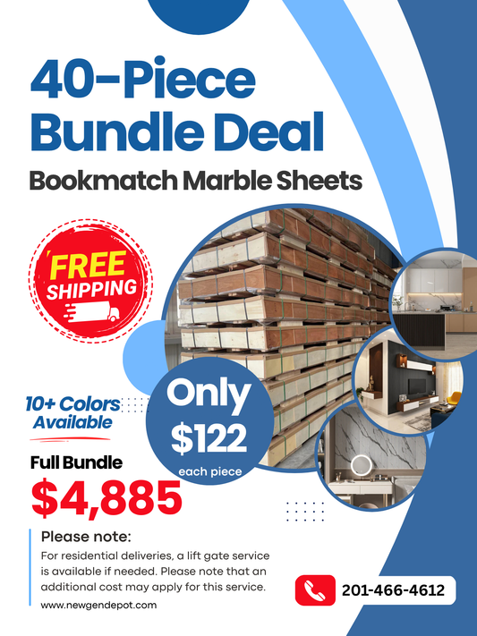 40-Piece Bookmatch Marble Sheet Bundle – Mix & Match Colors