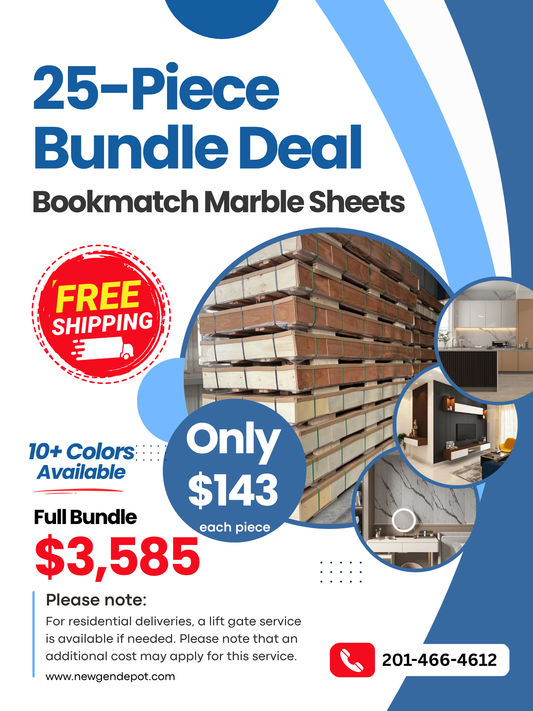 25-Piece Bookmatch Marble Sheet Bundle – Mix & Match Colors