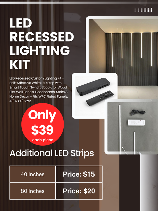 LED Recessed Lighting Kit – Touch Switch, Perfect Fit for WPC Fluted Panels