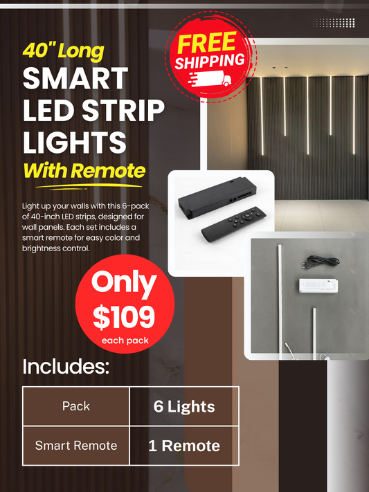 6-Pack 40" Smart LED Strips for WPC Wall Panels | Free Shipping