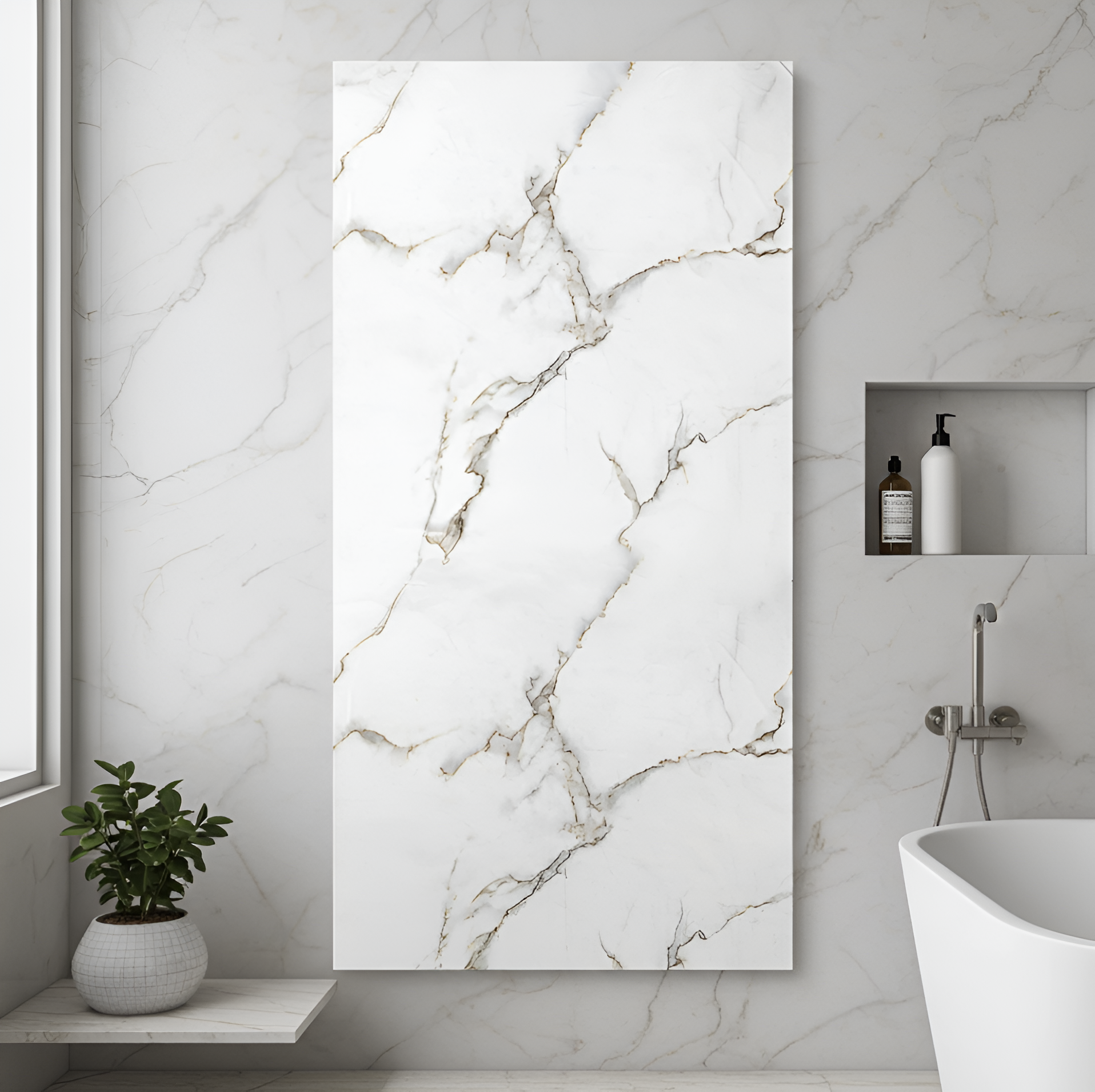 Luxe Gold Vein Marble design PVC wall panel with UV protection.
White and gold marble effect PVC wall panel, waterproof and fireproof.
Elegant gold-veined marble PVC panel for modern bathrooms or living rooms.
Marble-look PVC wall panel with rich gold veins and UV-resistant coating.
Luxe Gold Vein Marble design PVC wall panel with UV protection.
White and gold marble effect PVC wall panel, waterproof and fireproof.
Elegant gold-veined marble PVC panel for modern bathrooms or living rooms.