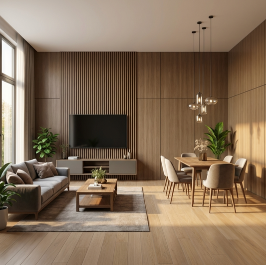 Royal Oak WPC Fluted Wall Panels Wall Design living room