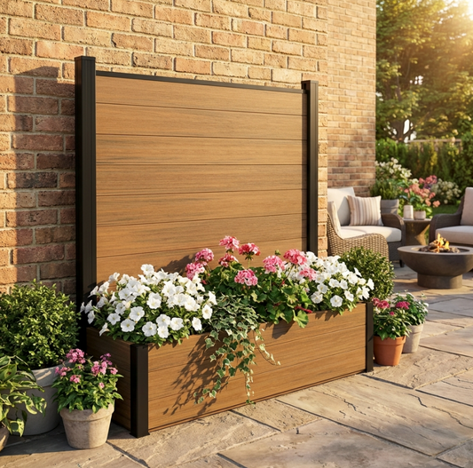 Raised garden box with trellis for vertical plant