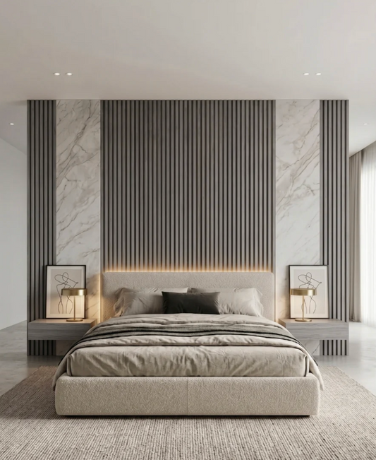 12ft Ash Gray WPC Fluted 3D Wall Panels (10-Pack)