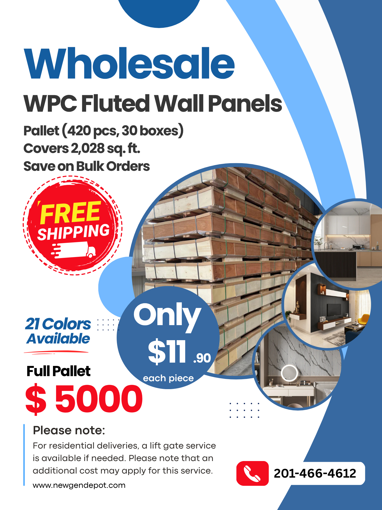 Wholesale WPC Fluted 3D Wall Panels – Free Shipping By Pallet (420 pcs) | Save on Bulk Orders