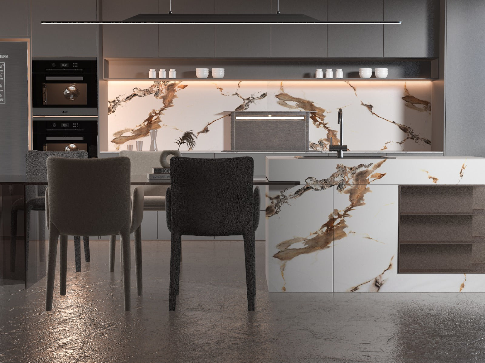 Ethereal Blush Marble UV Protected PVC Wall Panel - Kitchen