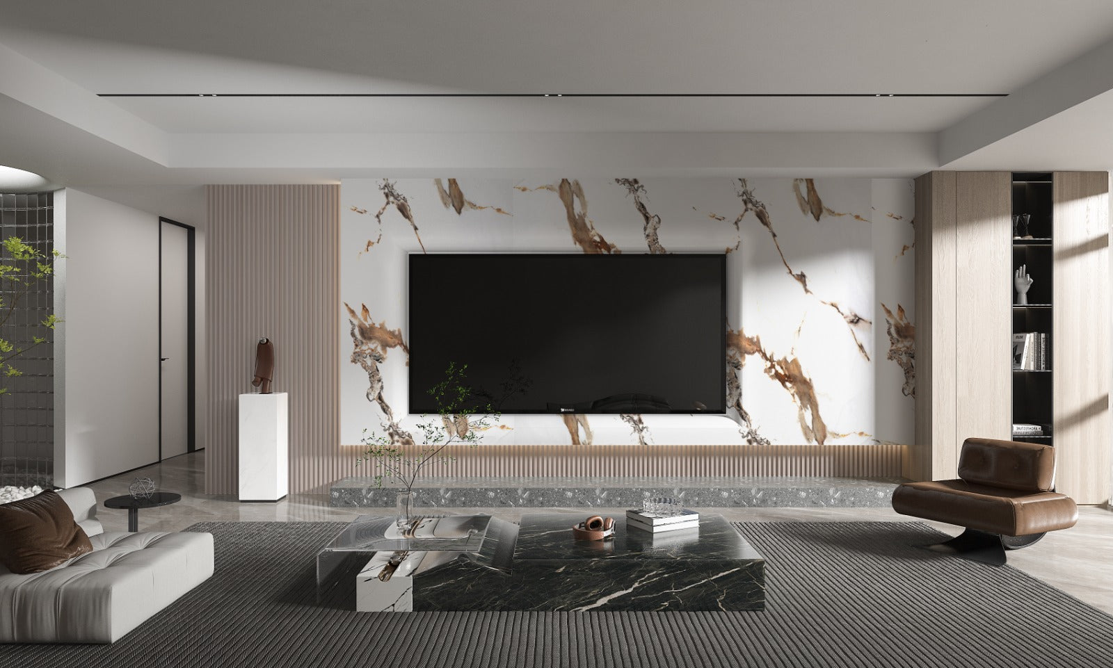 Ethereal Blush Marble UV Protected PVC Wall Panel - Lunch