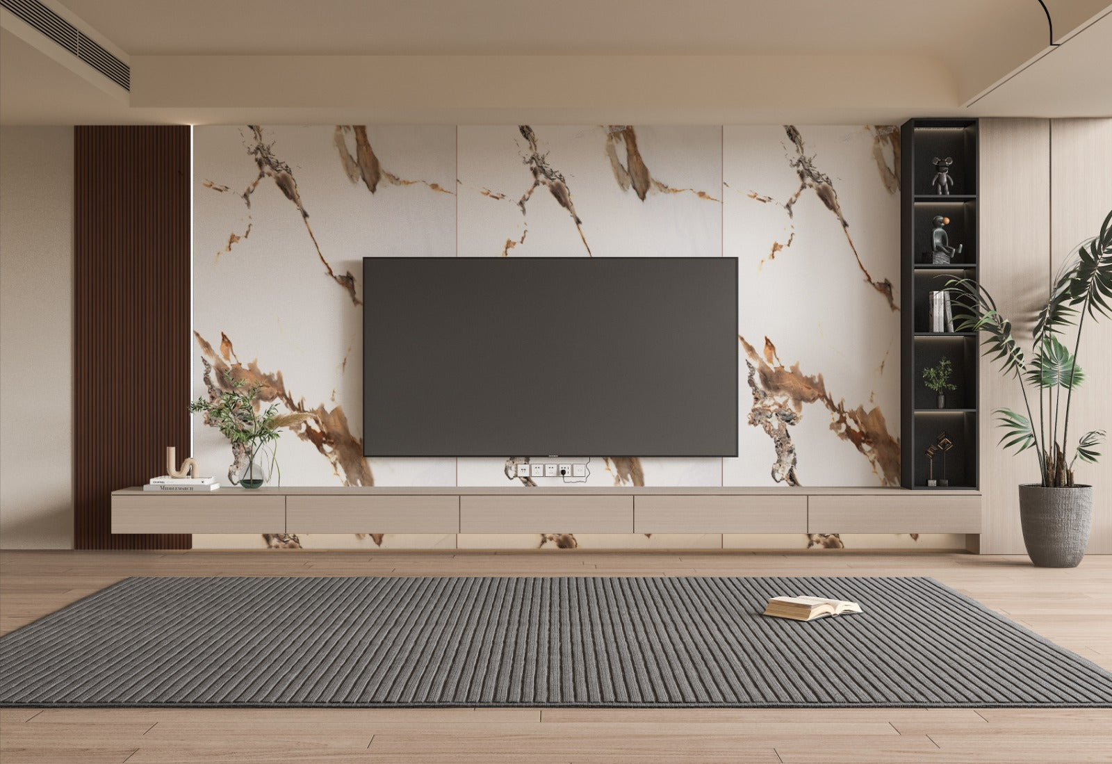 Ethereal Blush Marble UV Protected PVC Wall Panel - LED