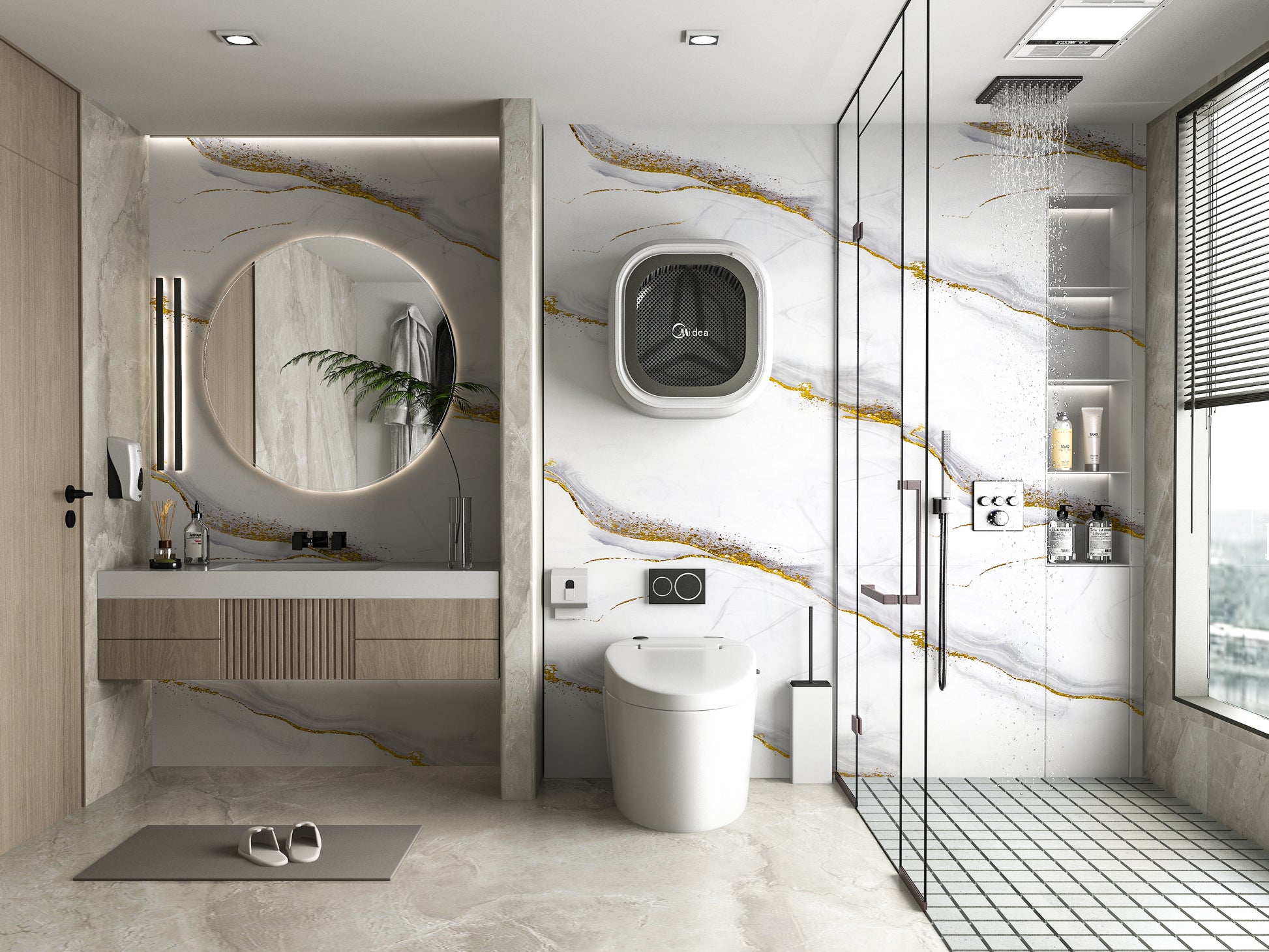 PVC 3D Marble Sheet White Gold Royal. NewGen Depot. Bathroom Design From PVC Marble Sheets