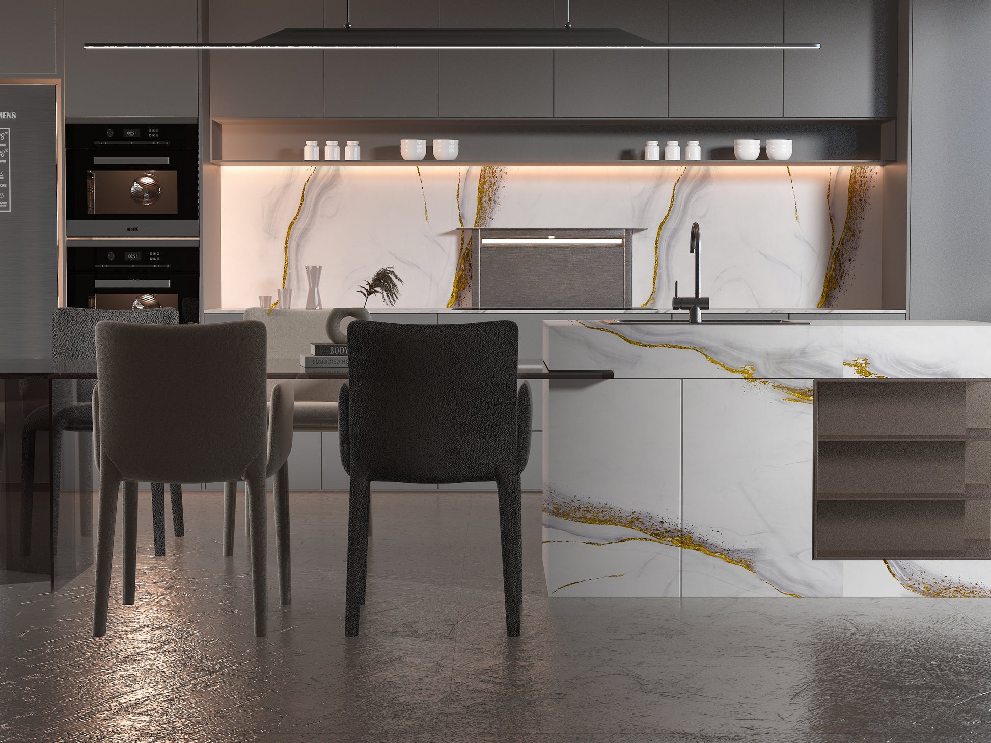 PVC 3D Marble Sheet White Gold Royal. NewGen Depot. Kitchen Design From PVC Marble Sheets