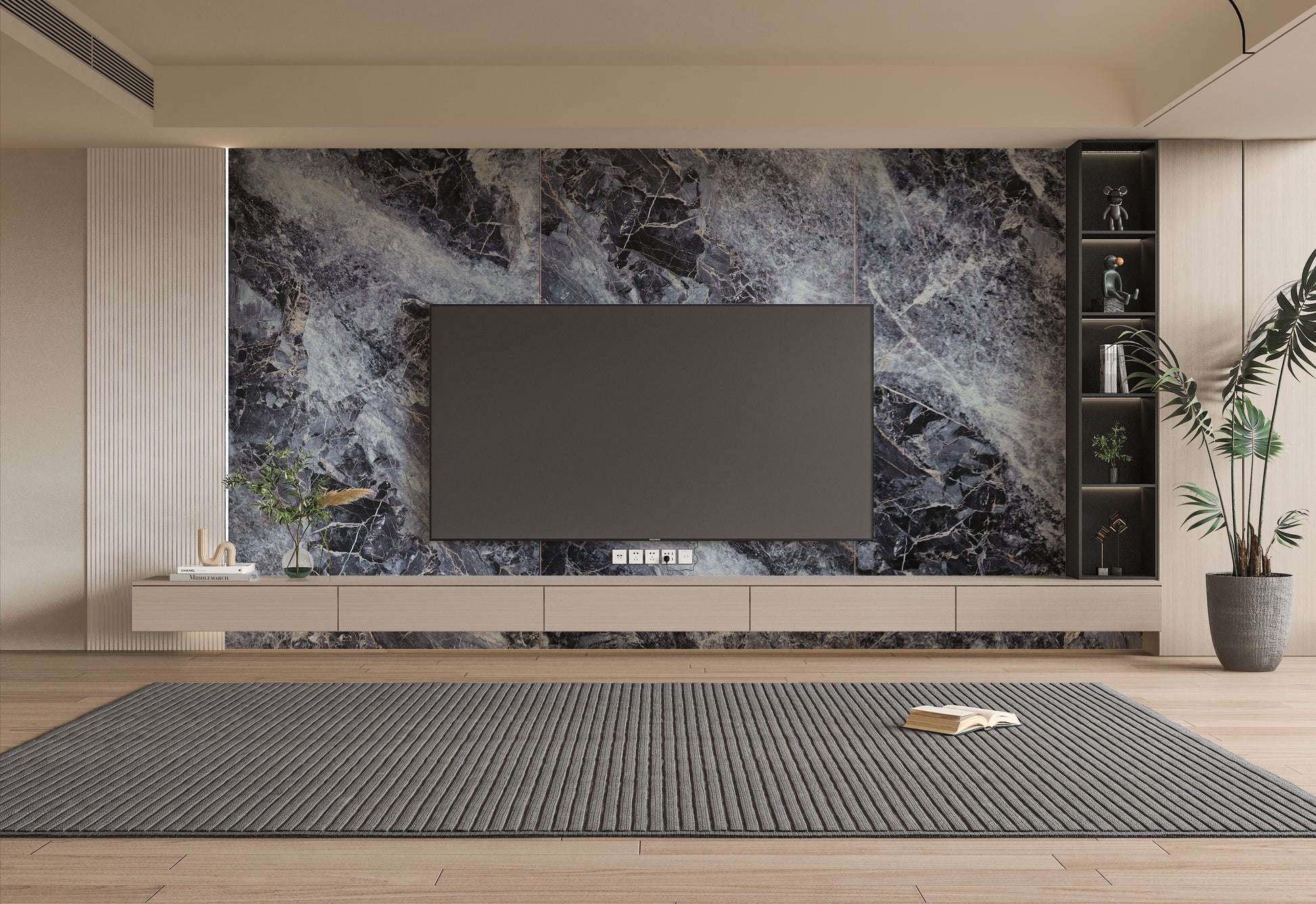 Waterproof black marble panel