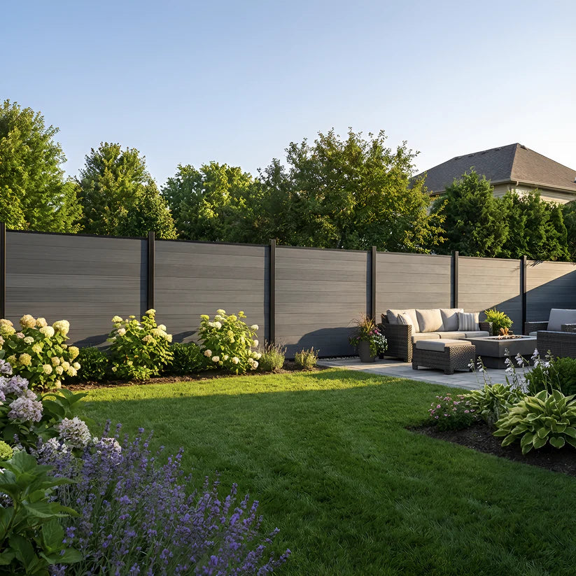 Black outdoor composite privacy fence durable WPC panel system