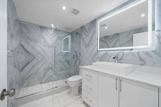 Elegant PVC marble sheet wall cladding for small bathroom makeover