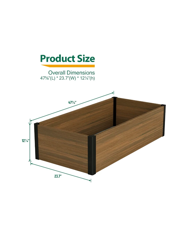 Raised garden bed dimensions 47.5 x 23.7 x 12.4 inches