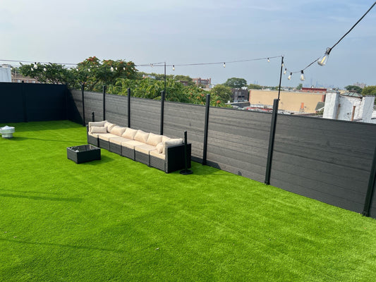 Black co-extruded composite fence panels durable low-maintenance fencing