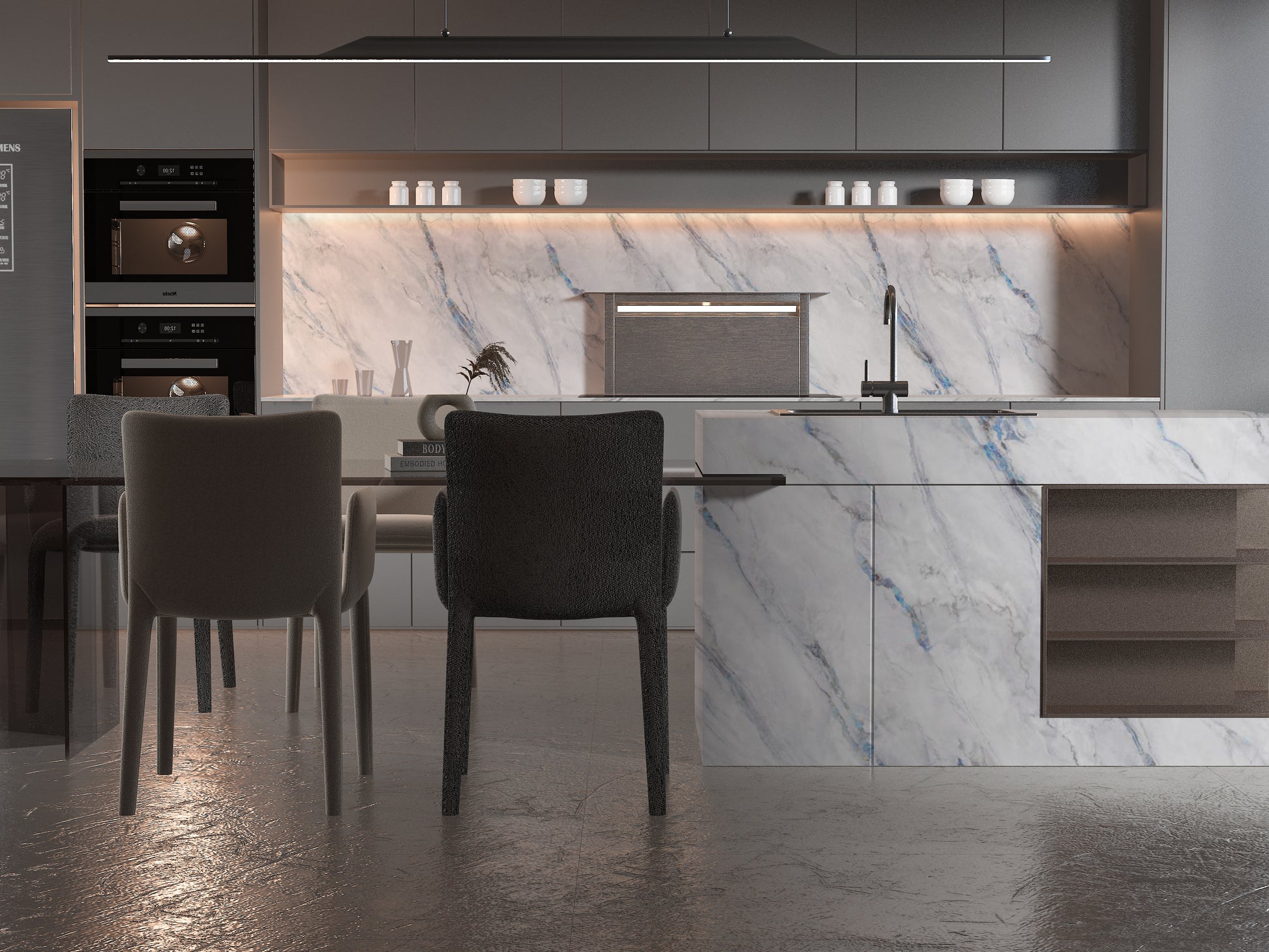 PVC 3D Marble Sheet Bluewave. NewGen Depot. Kitchen Design From PVC Marble Sheets