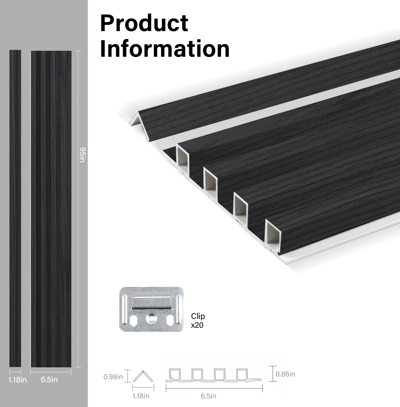 Black Timber WPC Fluted 3D Wall Panels Specifications. NewGen Depot