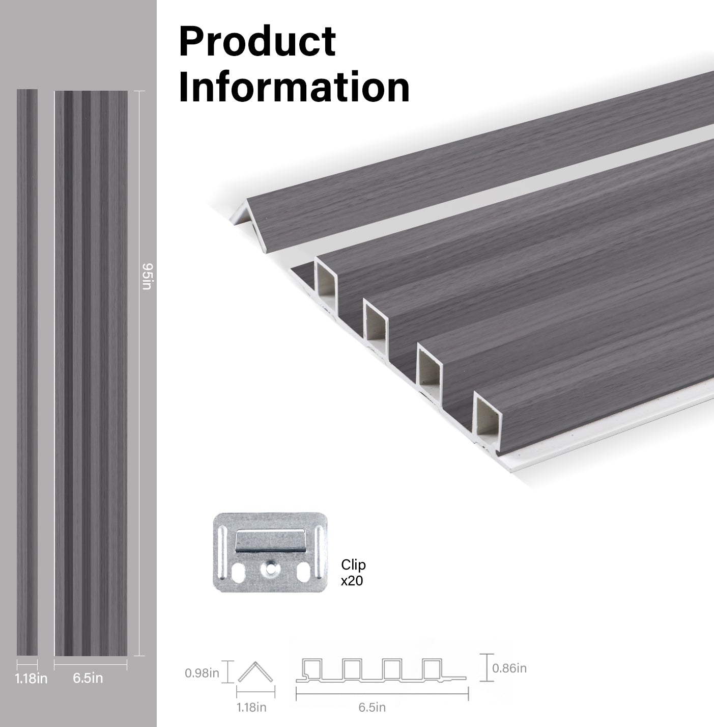 Oak Gray WPC Fluted 3D Wall Panels Specifications. NewGen Depot