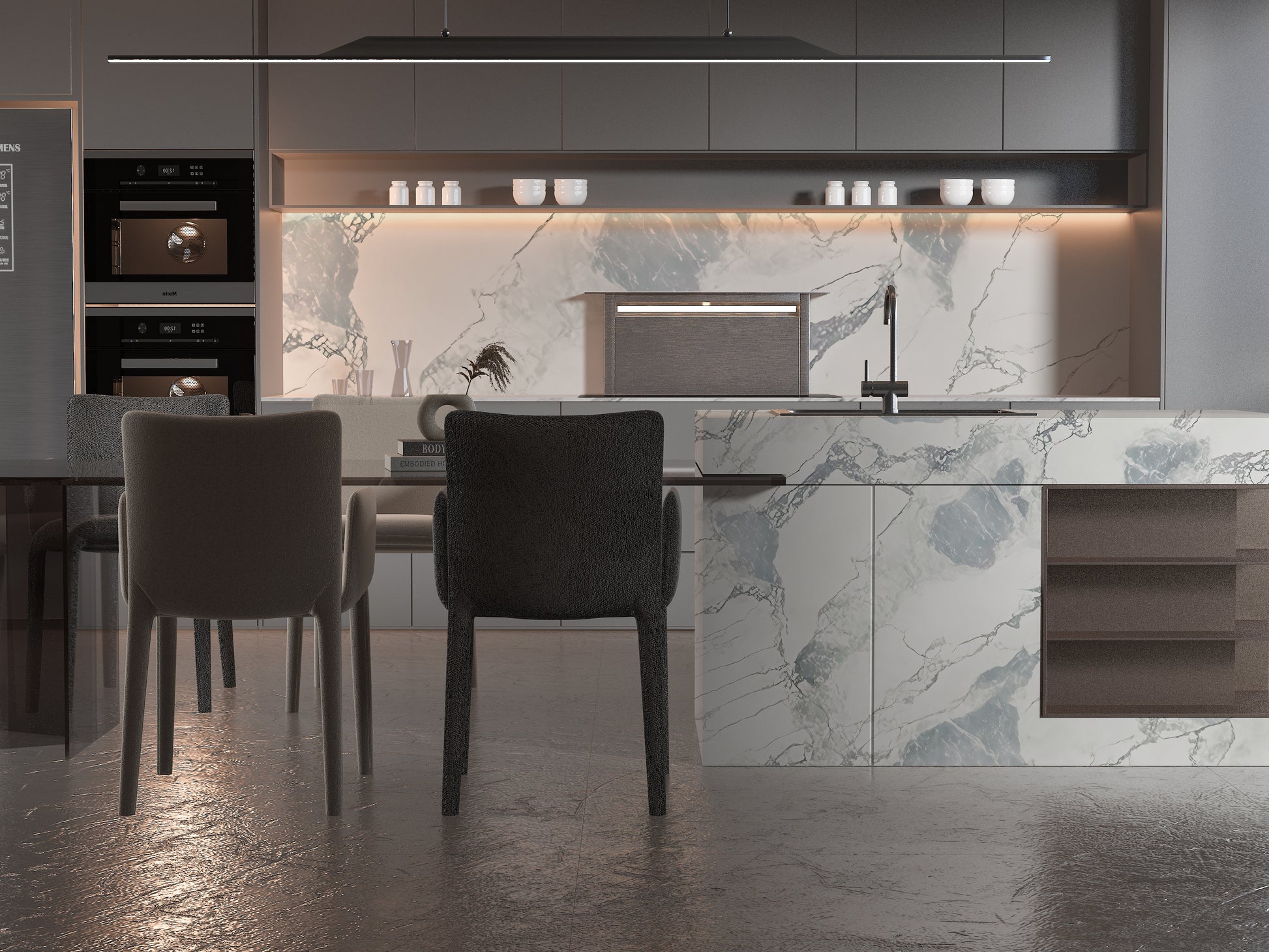 PVC 3D Marble Sheet Blue Mist. NewGen Depot. Kitchen Design From PVC Marble Sheets