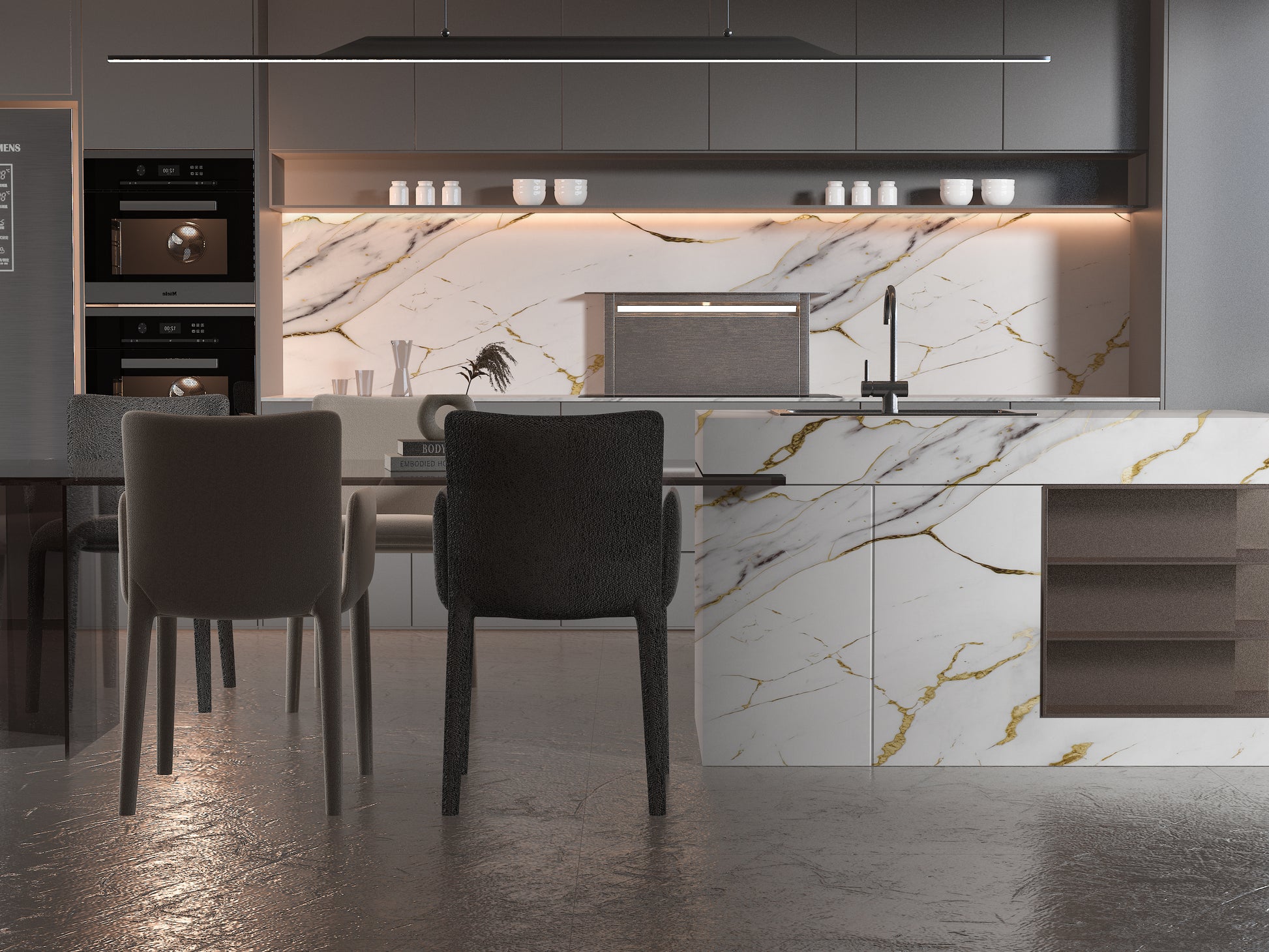 PVC 3D Marble Sheet Luxe Gold Vein. NewGen Depot. Kitchen Design From PVC Marble Sheets