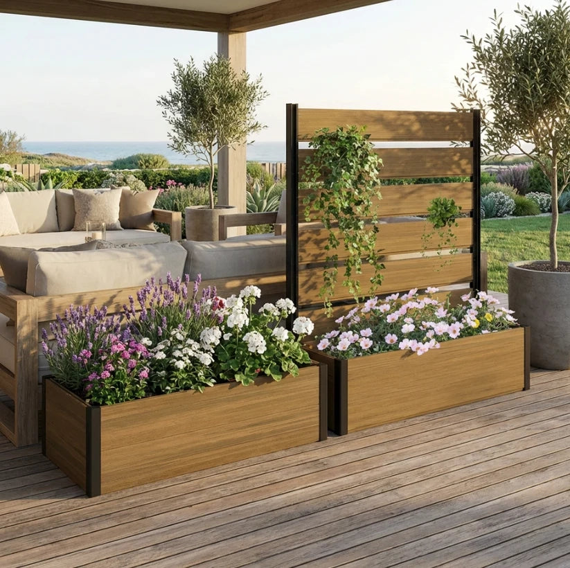 Trellis planter box for vertical gardening