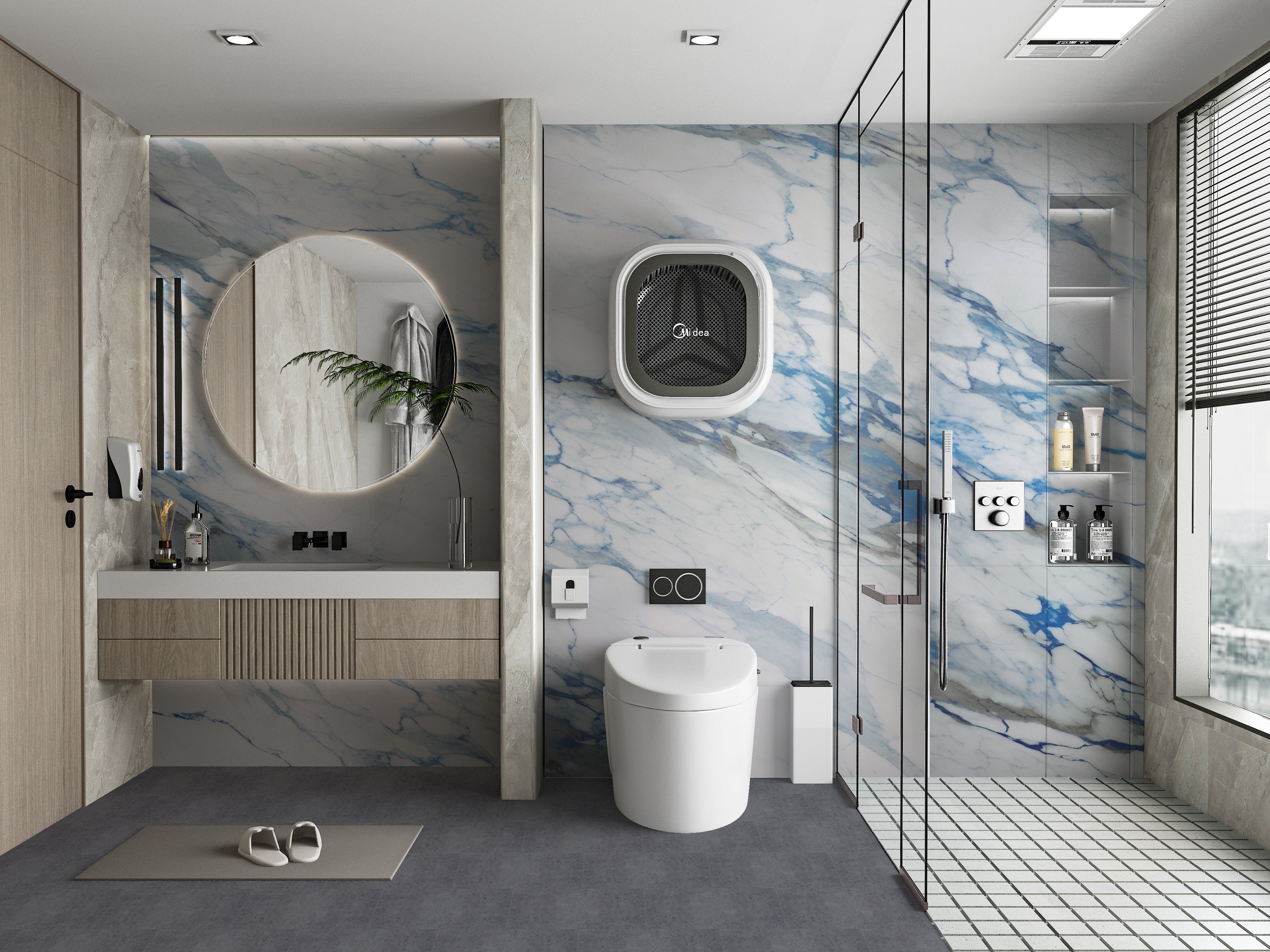 Calacatta Azurl Marble PVC Wall Panel 8x4 - Fireproof, Waterproof