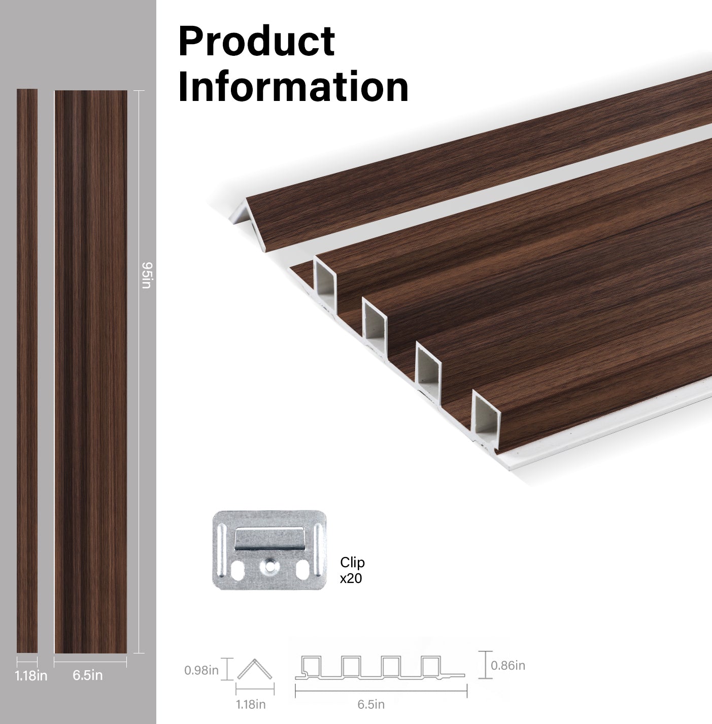 Dark Walnut WPC Fluted 3D Wall Panels Specifications. NewGen Depot