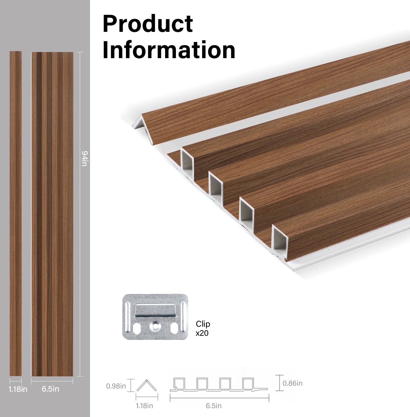 Midnight Elm WPC Fluted 3D Wall Panels Specifications. NewGen Depot